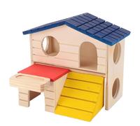 NINESHE Pine Double Hamster House, Endroit Calme pour Dormir, Hamster Slide House avec Une Goulotte d'alimentation Qui Se Replie pour Nain, Gerbille, Petits Animaux