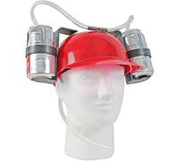 NINESHE Placez le Casque à Boire avec de la Paille, des Vêtements de Fête Cool, un Chapeau de Buveur de Garde du Chapeau de Fête, des Gadgets de Boissons Amusants (Rouge)