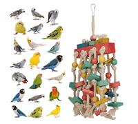 NINESHE Toys de Perroquet pour Grands Oiseaux, Jouets d'Oiseau en Pin avec Peluche à Mastication du Perroquet Suspendu, Jouet à Mâcher du Perroquet pour Perruche