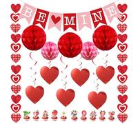 NINESPRING 22 Pièces Saint Valentin Déco Set,Décoration Romantique Coeur Déco Fiançailles Boules en Nid d'abeille Guirlande Coeurs pour la St Valentin Demande en mariage Mariage Fête des Mères