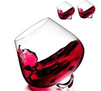 Ninesun Verres à whisky rhum cognac vin cristal rotatifs sans tige dégustation verre incliné liqueur brandy cocktail Grappa verre cadeau lot de 2 pièces 200 ml