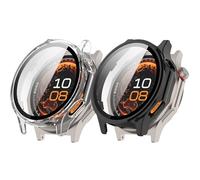 NineXuan Coque de protection pour OnePlus Watch 4, coque de protection complète pour Oppo Watch X3, coque de protection d'écran rigide en polycarbonate (noir + transparent)