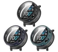 NineXuan Lot de 3 coques de protection rigides en polycarbonate compatibles avec Amazfit Active Max - Avec accessoire de protection d'écran - Résistant aux rayures