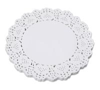 NINFEIQI 140 pièces de napperons ronds en papier, napperons blancs en dentelle pour buffet, gâteau, nourriture frite, fête, vaisselle de mariage et décoration (21,6 cm)