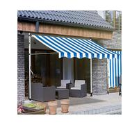 Ning es pour terrasse | Mécanisme à manivelle facile à monter | Bleu et blanc 350 cm (350 cm) | Idéal pour et portes