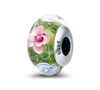 NINGAN 925 Argent Sterling Perle éMailléE Breloque Perles De Fleurs Correspondant à Des Bracelets Pour Femmes Cadeaux D'Anniversaire Et De NoëL