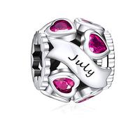 NINGAN 925 argent sterling pierre d'anniversaire rose or creux Charms perles jumelles pour femmes bracelet collier cadeau de vacances (S925 Silver -07 -Juillet)