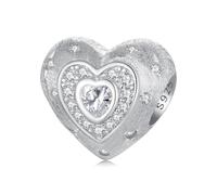 NINGAN Argent Sterling 925 Charm Shining Coeur Bead Femmes Bracelet Perles Pendentif Saint Valentin Cadeau Bijoux, Femme, Amant