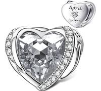 NINGAN Breloque Magnolia Bloom, Cerise Pâle Émail et Rose CZ Argent sterling 925 Compatible avec les breloques les autres bracelets à breloques européens (Avril)