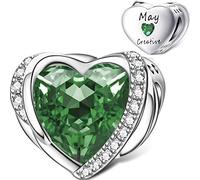 NINGAN Breloques avec pierre de naissance pour bracelets, ailes d'ange en argent sterling 925, pendentif en forme de cœur gravé symbolise, joyeux anniversaire, fête des mères, bijoux cadeaux pour