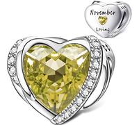 NINGAN Breloques avec pierre de naissance pour bracelets, ailes d'ange en argent sterling 925, pendentif en forme de cœur gravé symbolise, joyeux anniversaire, fête des mères, bijoux cadeaux pour