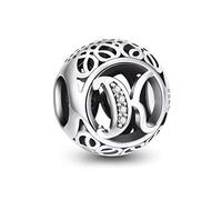 NINGAN Charme Lettre de l'alphabet Argent Sterling 925 Femmes Pearl Charm avec 5A Zircone Compatible pour Européen Bracelets(K)