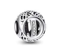 NINGAN Charme Lettre de l'alphabet Argent Sterling 925 Femmes Pearl Charm avec 5A Zircone Compatible pour Européen Bracelets(D)