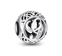 NINGAN Charme Lettre de l'alphabet Argent Sterling 925 Femmes Pearl Charm avec 5A Zircone Compatible pour Européen Bracelets(G)