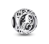 NINGAN Charme Lettre de l'alphabet Argent Sterling 925 Femmes Pearl Charm avec 5A Zircone Compatible pour Européen Bracelets(E)