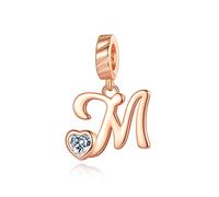 NINGAN Lettre Charme de l'alphabet Argent Sterling 925 Femmes Charm Compatible pour Lettre Bricolage Européen Bracelets (Lettre M)
