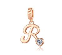 NINGAN Lettre Charme de l'alphabet Argent Sterling 925 Femmes Charm Compatible pour Lettre Bricolage Européen Bracelets (Lettre R)
