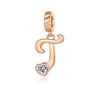 NINGAN Lettre Charme de l'alphabet Argent Sterling 925 Femmes Charm Compatible pour Lettre Bricolage Européen Bracelets (Lettre T)