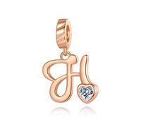 NINGAN Lettre Charme de l'alphabet Argent Sterling 925 Femmes Charm Compatible pour Lettre Bricolage Européen Bracelets (Lettre H)
