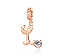 NINGAN Lettre Charme de l'alphabet Argent Sterling 925 Femmes Charm Compatible pour Lettre Bricolage Européen Bracelets (Lettre L)