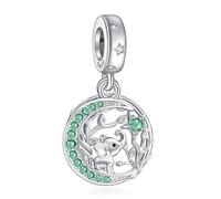 NINGAN Pendentif éléphant en argent sterling 925 Charms Zircon vert brillant 5a Convient pour les femmes bracelet collier(A)