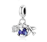 NINGAN Perles d'argent sterling Travel Series balloon camera Mini Earth bracelet glamour Women's gift
