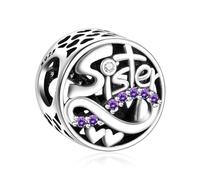NINGAN Sister Charm fits Pandora Charms Bracelet, 925 Sterling Silver Infinity Love Heart Charm Bead for Necklace - Mother's Day Birthday Jewelry Gift for Women