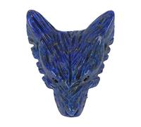 NINGANME Pendentif en forme de tête de loup, breloque en pierre naturelle de lapis-lazuli, petit ornement artisanal de 4 cm à surface lisse et polie, idéal pour la confection de colliers ou