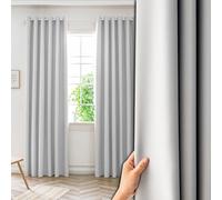 NINGBAI Rideau 100% Occultant/Lot de 2 Rideaux 220 x 70 cm 100% Polyester, Isolement Thermique Installation Facile Rideau Occultant Thermiques à Oeillets pour Maison Chambre Fenetre, Blanc