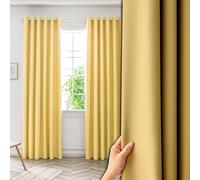 NINGBAI Rideau Occultant - Lot de 2 Rideau 150 x 250 cm 100% Polyester, Isolement Thermique Installation Facile Double Rideaux Thermiques Isolants pour Chambre Adulte Salon, Jaune