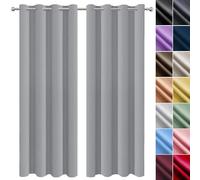NINGBAI Rideau Occultant - Lot de 2 Rideau 50 x 100 cm 100% Polyester, Isolement Thermique Installation Facile Rideaux Beige à Oeillets pour Maison Chambre Fenetre, Gris Clair