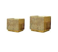 NingBright Pots de Fleurs Amusants Paquet de 2 Pots Fleurs en céramique, Fleur succulente Simple et Moderne Décoration de Porche(Gold)