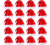 NINGESHOP 30 Pieces Bonnet Noel, Chapeau de Père Noël Adultes en Feutre, Confortable, Chapeau Rouge, Décoration pour Fête de Noël, Jeux de Rôle