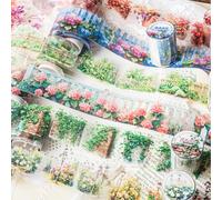 Ningmo Lot de 6 rouleaux de ruban washi esthétique - Motif floral de clôture - Ruban washi décoratif multi-motifs pour journal, bullet journal, planificateur, art pour l'artisanat (04)