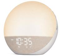 NingPeak Réveil Simulateur d’Aube Bluetooth, Réveil Lumineux, Beige | 3 modes de réveil, 7 alarmes, haut-parleur 5 W, veilleuse RGB 12 couleurs et écran réglable 0-100 %, sans application