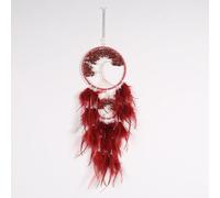NingPower Attrape-Rêves À 2 Anneaux, Arbre De Vie Tissé À La Main Capteur De Rêves Suspendu pour La Décoration De La Maison, Décoration Murale De Chambre À Coucher Artisanat D'Ornement, Rouge Foncé