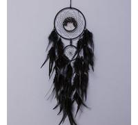 NingPower Attrape-Rêves À Double Anneau, Arbre De Vie en Cristal Artificiel À Suspendre Au Mur pour La Décoration De La Maison, Décoration Murale De Chambre À Coucher Artisanat D'Ornement, Noir