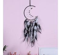 NingPower Attrape-Rêves De Lune Capteur De Rêves Mural Tissé À La Main pour La Décoration De La Maison, Décoration Murale De Chambre À Coucher Artisanat D'Ornement, Noir Et Blanc