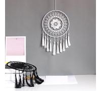 NingPower Attrape-Rêves en Macramé Au Crochet Capteur De Rêves Suspendu Au Mur Blanc pour La Décoration De La Maison, Décoration Murale De Chambre À Coucher Artisanat D'Ornement d'art