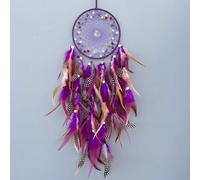 NingPower Attrape-Rêves en Plumes Capteur De Rêves Mural Tissé À La Main pour La Décoration De La Maison, Décoration Murale De Chambre À Coucher Artisanat D'Ornement, Violet