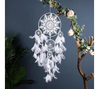 NingPower Grand Attrape-Rêves en Macramé Au Crochet Capteur De Rêves Mural Tissé À La Main pour La Décoration De La Maison, Décoration Murale De Chambre À Coucher Artisanat D'Ornement, Blanc