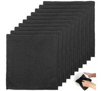 NINGYER 10 Pièces Chiffon Microfibre, 20x20cm Chiffon Microfibre Noir, Absorption d'eau Chiffon Barista, Lavette Microfibre pour Cuisine/Vitre/Salle de Bain/Voiture/Café