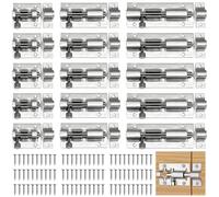 NINGYER 15 Pièces Targette, Verrou Targette Avec 90 Vis, Targette de Porte Convient pour Portes de Jardin, Salles de Bain, Remises, Fenêtres (3 Tailles)