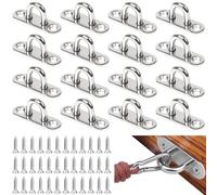 NINGYER 16 Pièces Plaque à œil en Acier Inoxydable, Pontet INOX en Forme de U Contient 32 Vis, M5 Plaques à œillets pour Camping, Installation de Crochets, Auvents, Terrasses