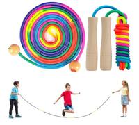 NINGYER 2 Corde a Sauter Enfant, 250 cm Corde à Sauter Enfant Reglable, Avec Manche en Bois, 5 m Sauter Longue Corde Convient aux Enfants/Adultes/Scolaires/Sportifs (Deux Styles)