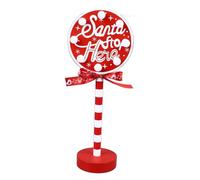 NinGYiYan Arrêt de Noël ici décor en métal en bois massif LED délicat du père Noël ici topper d'arbre pour la fête de Noël (Round 140 mm / 5,5 pouces)