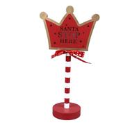 NinGYiYan Arrêt de Noël ici décor en métal en bois massif LED délicat du père Noël ici topper d'arbre pour la fête de Noël (Couronne)