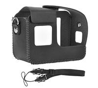 NinGYiYan Étui de protection pour GoPro Hero8 en cuir PU fait à la main vintage avec sangle réglable, accessoire léger pour caméra de sport, tour de cou ou ceinture, découpes de boutons, Noir