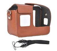 NinGYiYan Étui de protection pour GoPro Hero8 en cuir PU fait à la main vintage avec sangle réglable, accessoire léger pour caméra de sport, tour de cou ou ceinture, découpes de boutons, marron