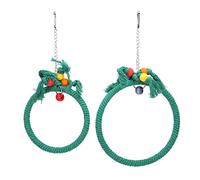 NinGYiYan Perroquets en coton pour animaux de compagnie, anneau suspendu, jouets à mâcher, accessoires de cage, pour sols d'oiseaux, vert